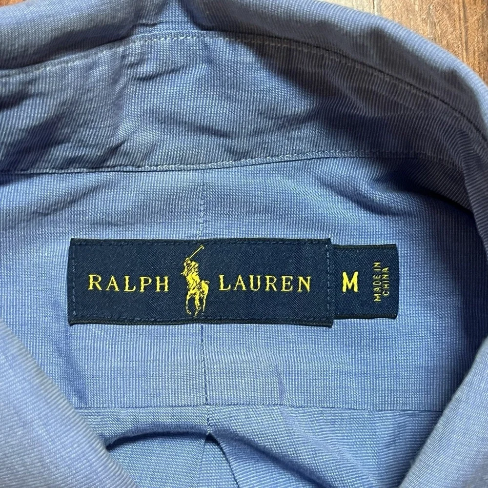Polo Ralph Lauren Shirt Men Medium Blue Button Down Long Sleeve Preppy Casual